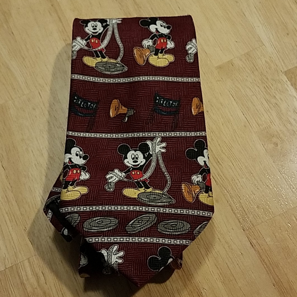 Disney Mickey Mouse Maroon Burgundy Necktie Movie Theme Vintage